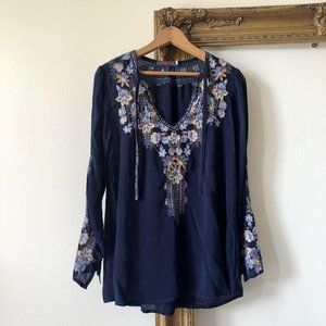 blue embroidered blouse